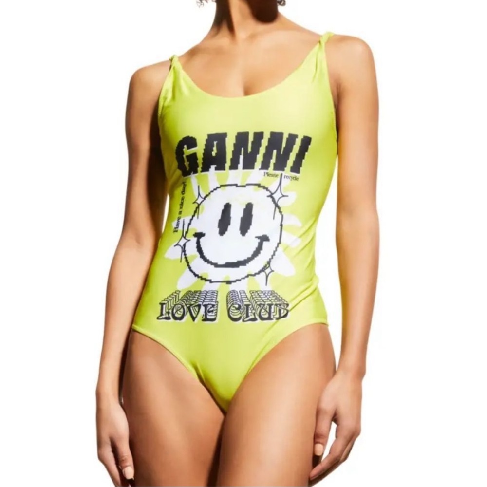 NWT GANNI LOVE CLUB GRAPHIC SWIMSUIT